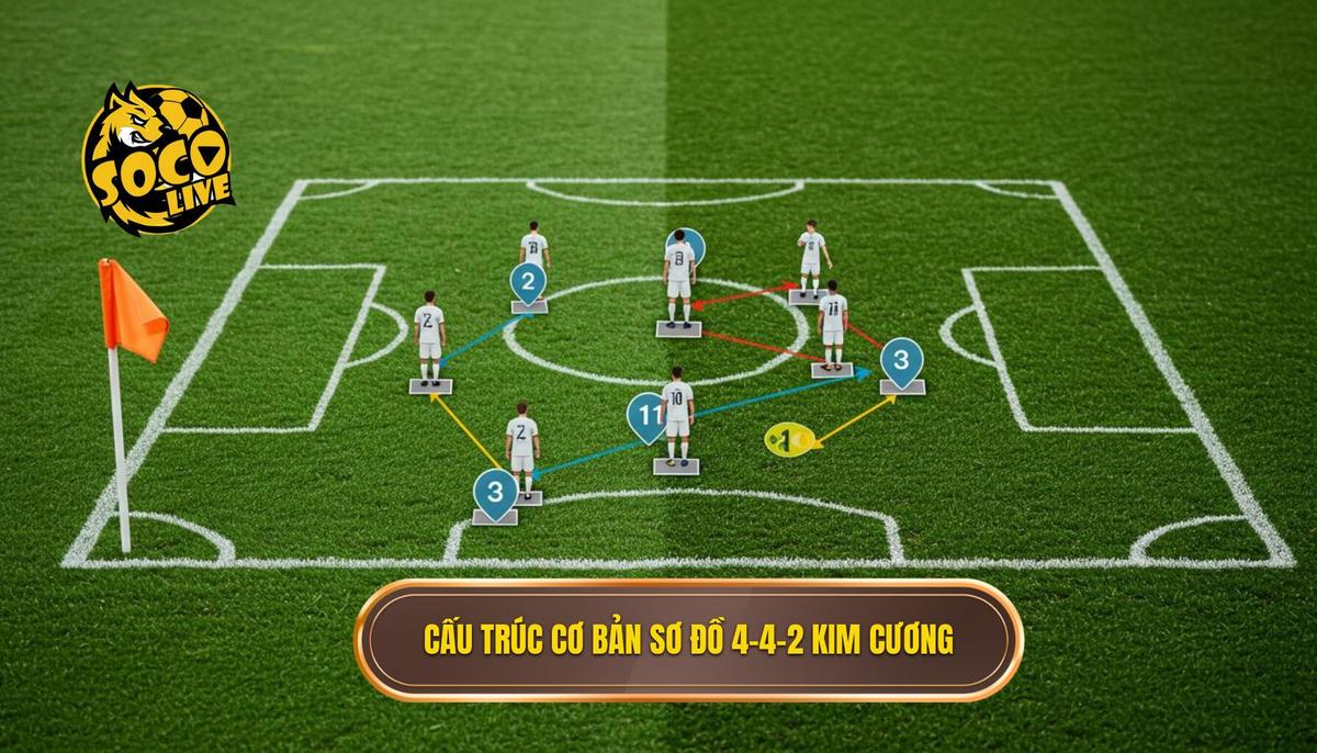 Chiến thuật 4-4-2 kim cương: Bí quyết thống trị sân cỏ 2024 | SOCOLIVE 1 1. Định nghĩa và Cấu trúc cơ bản của 4-4-2 kim cương